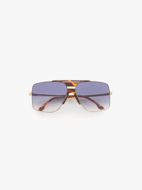 Victoria Beckham Oversized Metal And Acetate Frame In Gold Havana