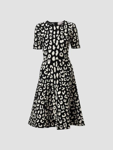 CAROLINA HERRERA Women's Cheetah Jacqaurd Silk Midi Dress - Black White