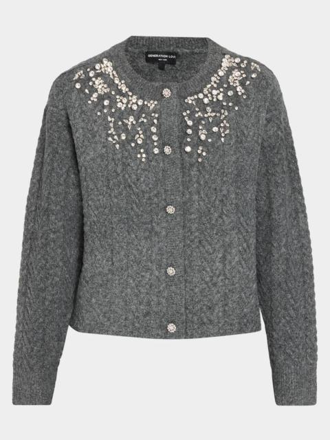 GENERATION LOVE Glenda Crystal Cable Cardigan