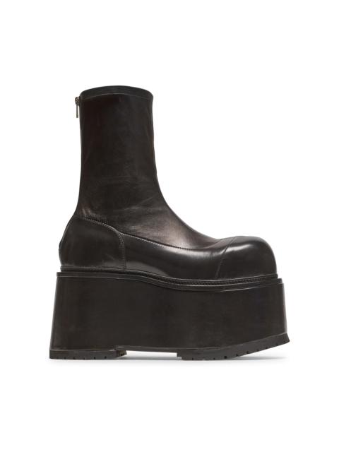 Leather platform boots