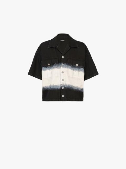 Balmain Oversized cotton shirt with black and white tie-dye print