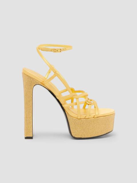 VERSACE Women's 140MM Embellished Block-Heel Sandals - Gold Vibrated Hot