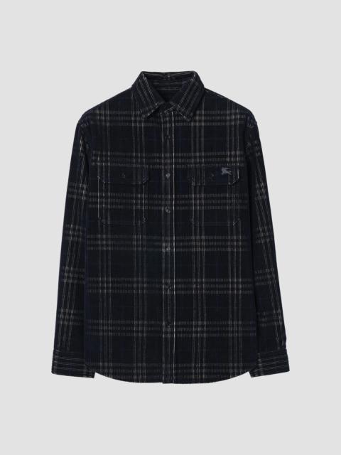 Burberry Men's Cadoc Oversized Corduroy Shirt - White Blue Ip Check