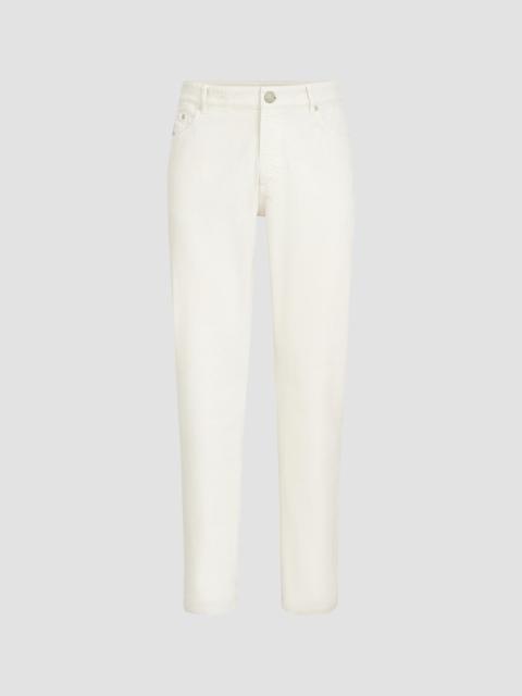Brunello Cucinelli Men's Garment-Dyed Traditional Fit Five-Pocket Jeans in Lightweight Denim - White