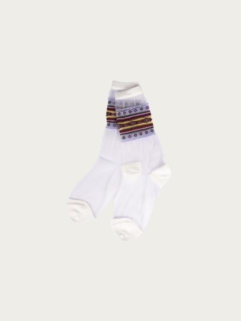 Kapital 200 Yarns GYPSY Stripe Sheer Socks - White/Purple