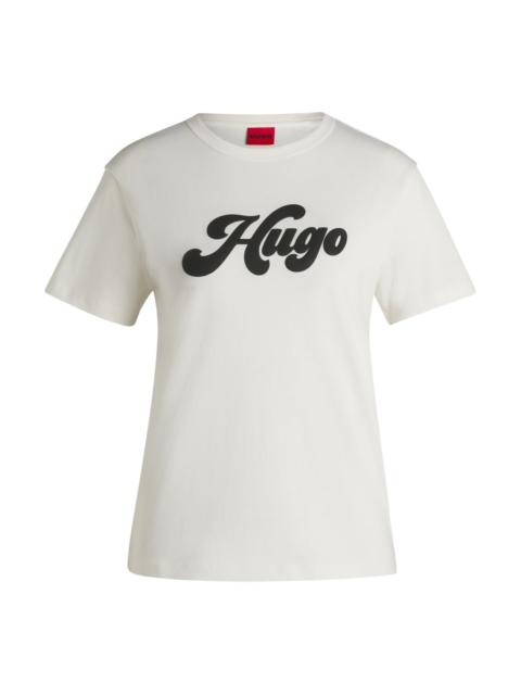 HUGO COTTON-JERSEY T-SHIRT WITH RETRO LOGO