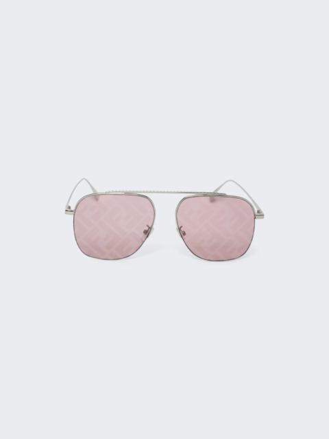 FENDI Shiny Palladium With Bordeaux Mirror Sunglasses
