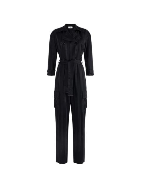 ELISABETTA FRANCHI jacquard striped belted jumpsuit