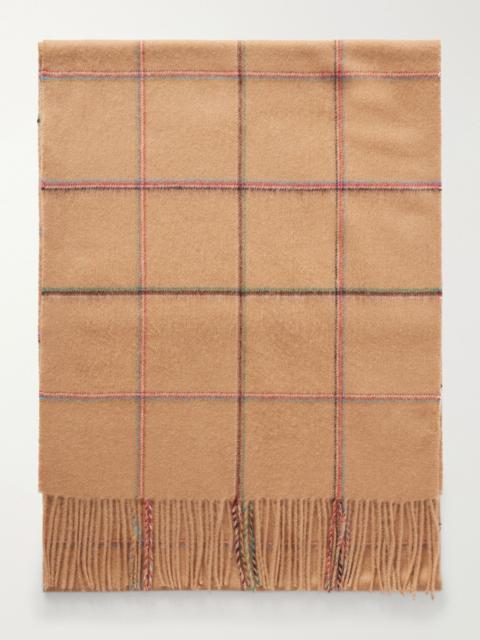Paul Smith Checked Wool and Cashmere-Blend Scarf Brown