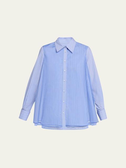 BRANDON MAXWELL Vaughn Frothy Layered Button-Down Shirt