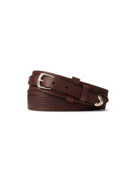 Polo Ralph Lauren Men's Western Woven Leather Belt - Luggage Brown
