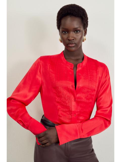 KAREN MILLEN Satin Pintuck Woven Blouse