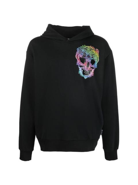 skull-print cotton hoodie