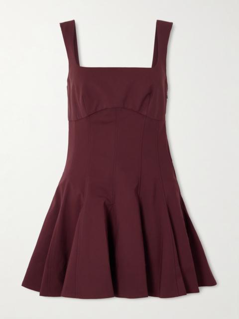 SIMKHAI Emslie Paneled Pleated Cotton-blend Mini Dress