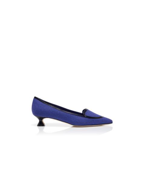 Manolo Blahnik Blue Wool Pointed Toe Pumps