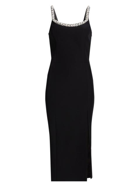 GENERATION LOVE Women's Prague Faux-Pearl-Embellished Stretch-Crepe Midi-Dress - Black