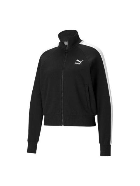 PUMA (WMNS) PUMA Iconic T7 Logo Printing Stand-up Collar Jacket Black 531411-01