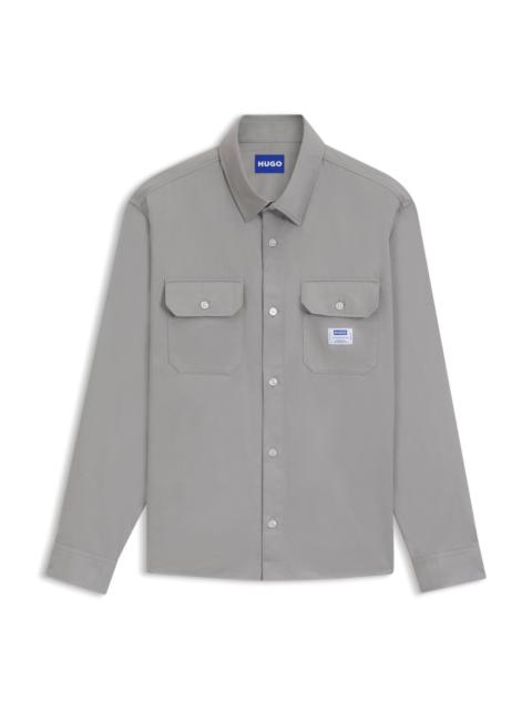 HUGO COTTON-TWILL SHIRT WITH LOGO LABEL