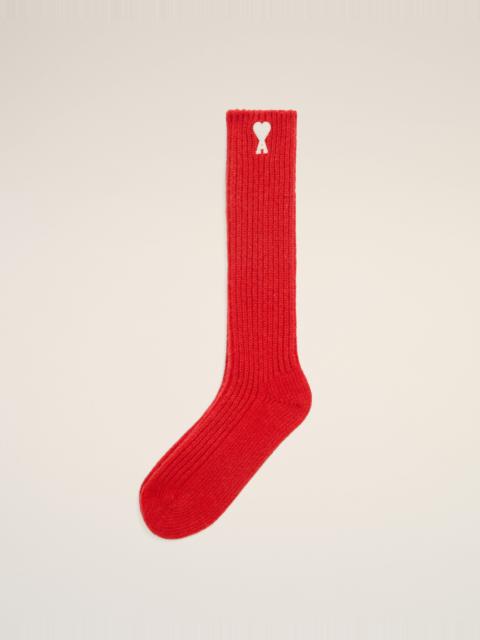 AMI Paris RED WOOL AMI DE COEUR SOCKS