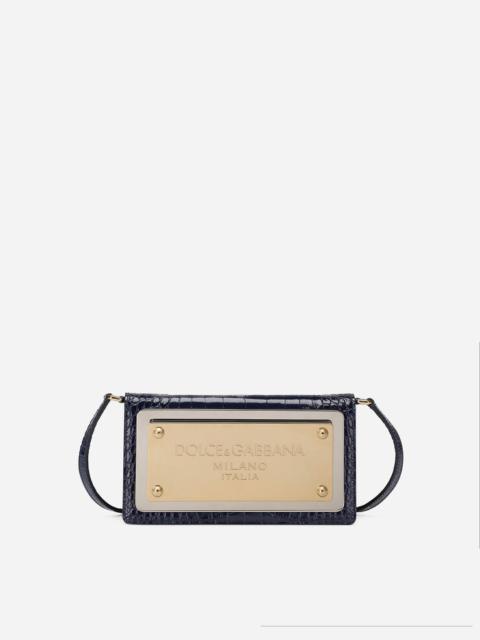 Dolce & Gabbana Crocodile-print calfskin cell phone bag