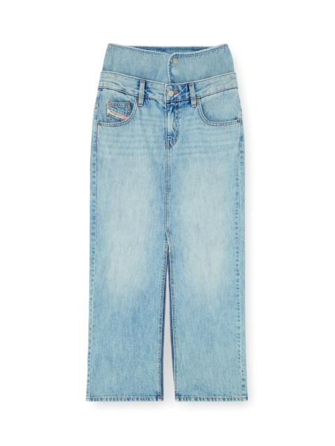 Diesel JEAN-ILLUSION DENIM MAXI SKIRT WITH SLITS