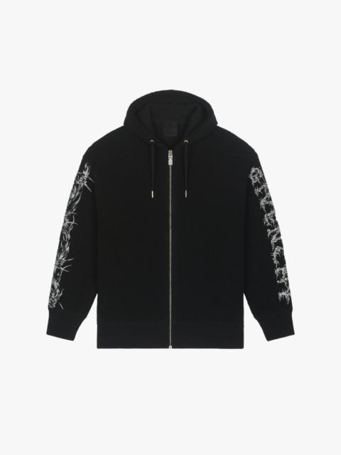 Givenchy GIVENCHY BARBED WIRE ZIPPED HOODIE IN RINGLET KNIT