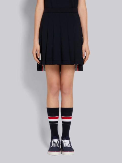 Navy Cotton Loopback Pleated Mini Skirt