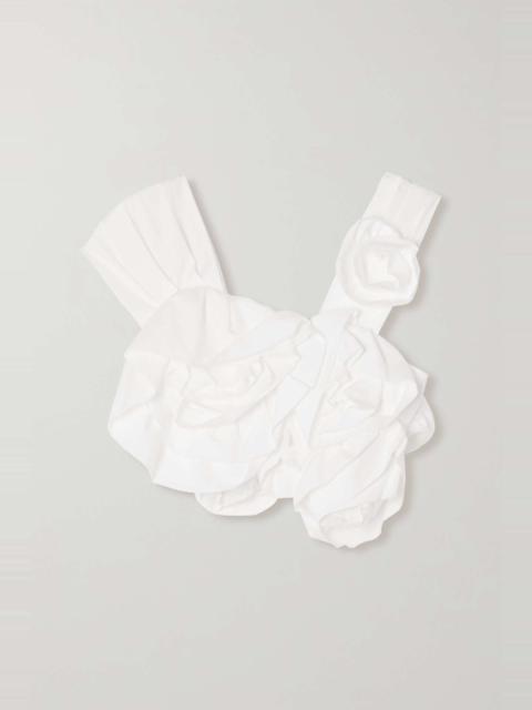 Simone Rocha Cropped asymmetric appliquéd cotton top