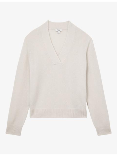 REISS Blanche Shawl-Neck Cashmere Jumper