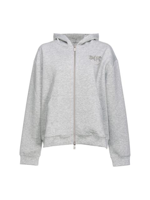 Love Birds-embellished zip-up hoodie