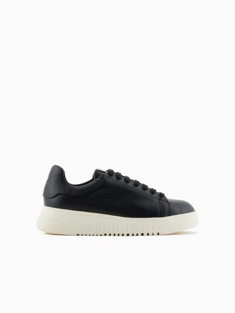 EMPORIO ARMANI Tumbled leather sneakers