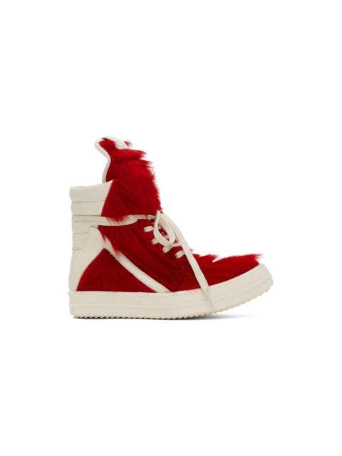 Rick Owens Red & Off-White Geobasket Sneakers