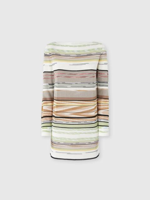 Missoni Flame-Striped Viscose Mini Dress with Boat Neck