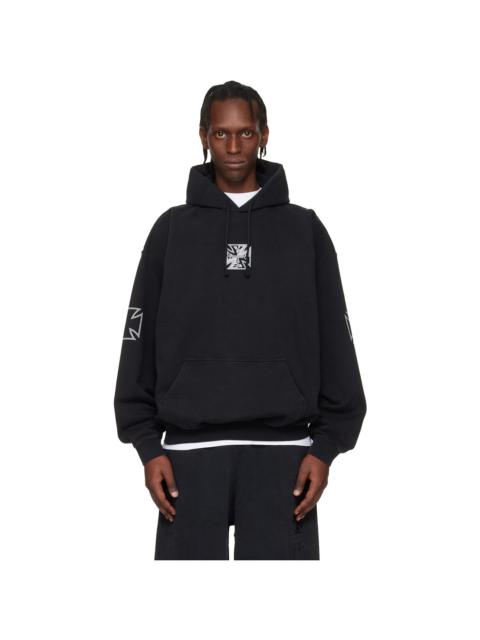 VETEMENTS Black Triple Biker Cross Logo Hoodie