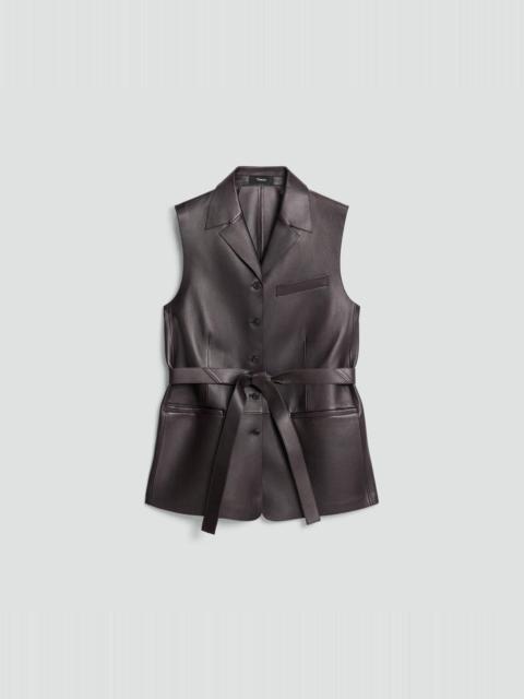 Theory Tie Waist Vest in Sleek Leather