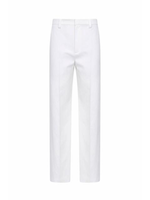 Brunello Cucinelli White diagonal Loose Flared trousers with monili