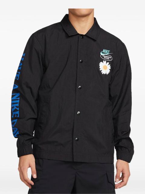 Nike 남자 나이키 SS22 Retro 자수 데이지 긴 소매 재킷 가을 검정 DM5056-010