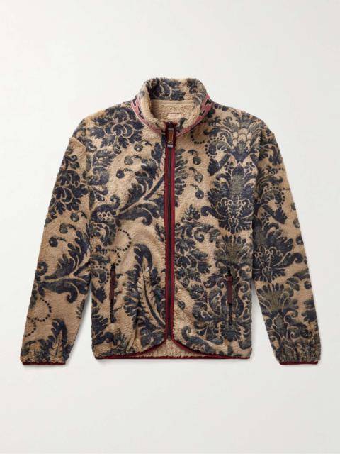 Jacquard-Trimmed Printed Fleece Jacket