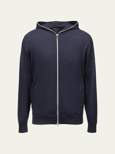 Loro Piana Cashmere-Cotton Zip-Front Hoodie