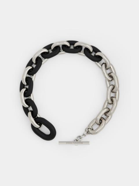 rabanne XL LINK NECKLACE IN SILVER AND LEATHER