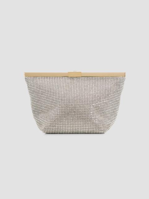 JIMMY CHOO Women's Ganache Crystal Mesh Clutch - Silver Light Gold
