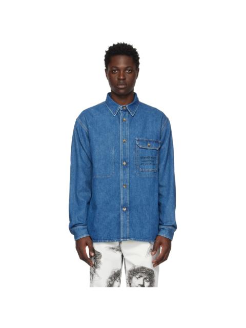 Blue Printed Denim Jacket