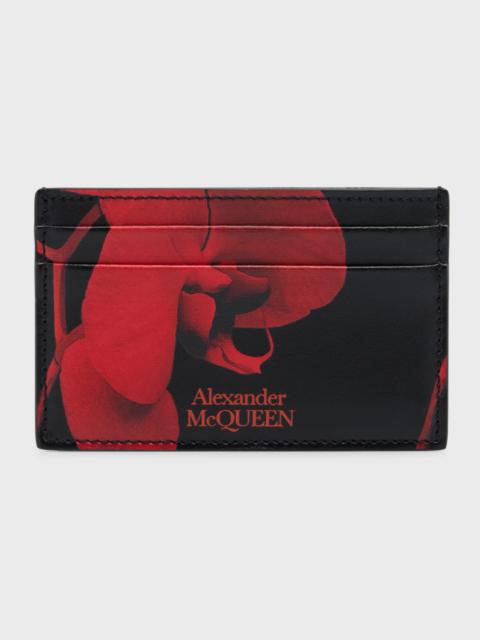 Alexander McQueen Men's Orchid-Print Card Case