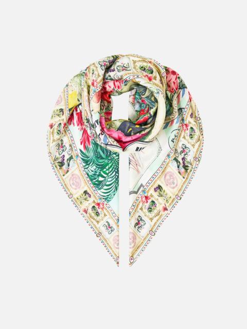 CAMILLA LARGE CRYSTALLED SILK SQUARE SCARF LA BELLE BOTANIQUE