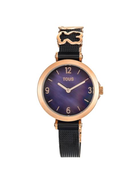 TOUS Icon Charms analogue Watch with black IP steel and pink IPRG steel bracelet