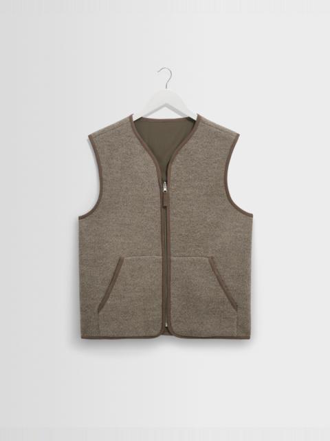 Wax London Paragon - Natural Reversible Nylon And Wool Gilet
