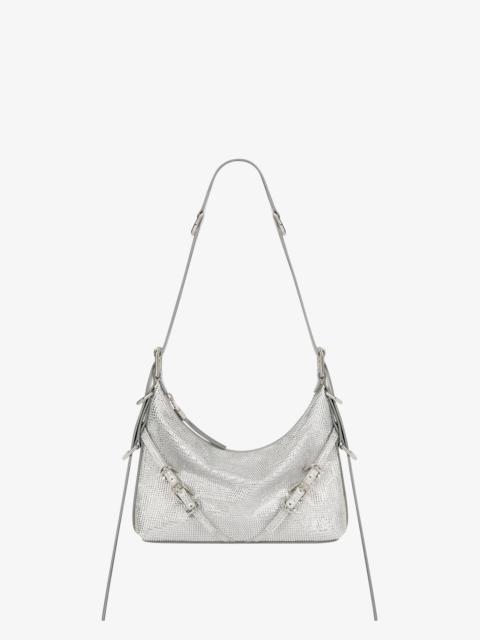 MINI VOYOU BAG IN SATIN WITH STRASS AND LEATHER