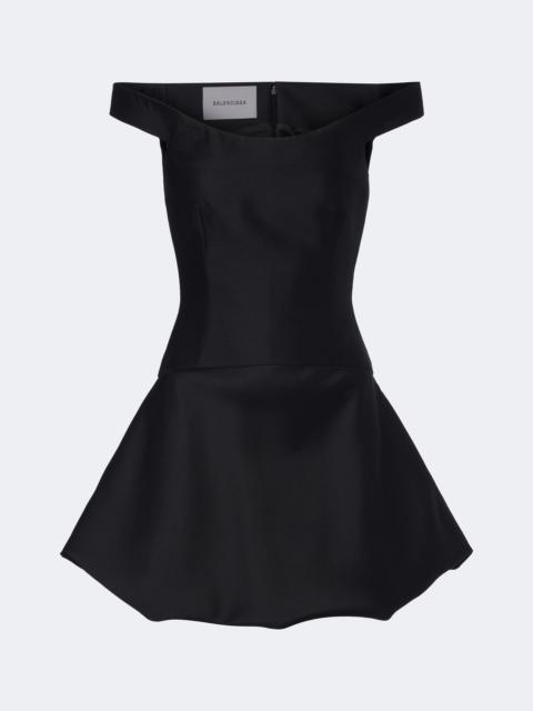 BALENCIAGA Off-shoulder wool and silk corset dress