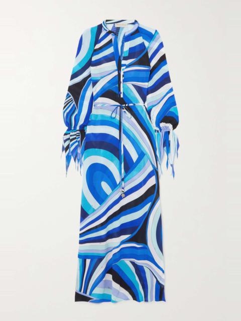 PUCCI Embellished printed crepe de chine maxi dress