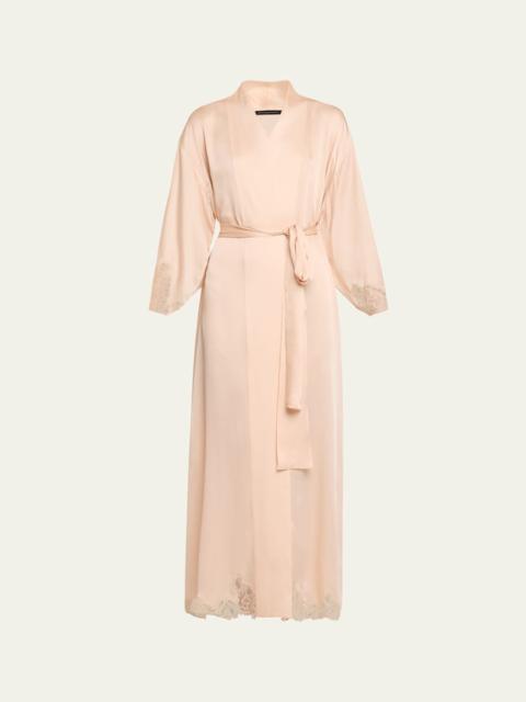 KIKI DE MONTPARNASSE Giselle Lace-Trim Silk Maxi Robe